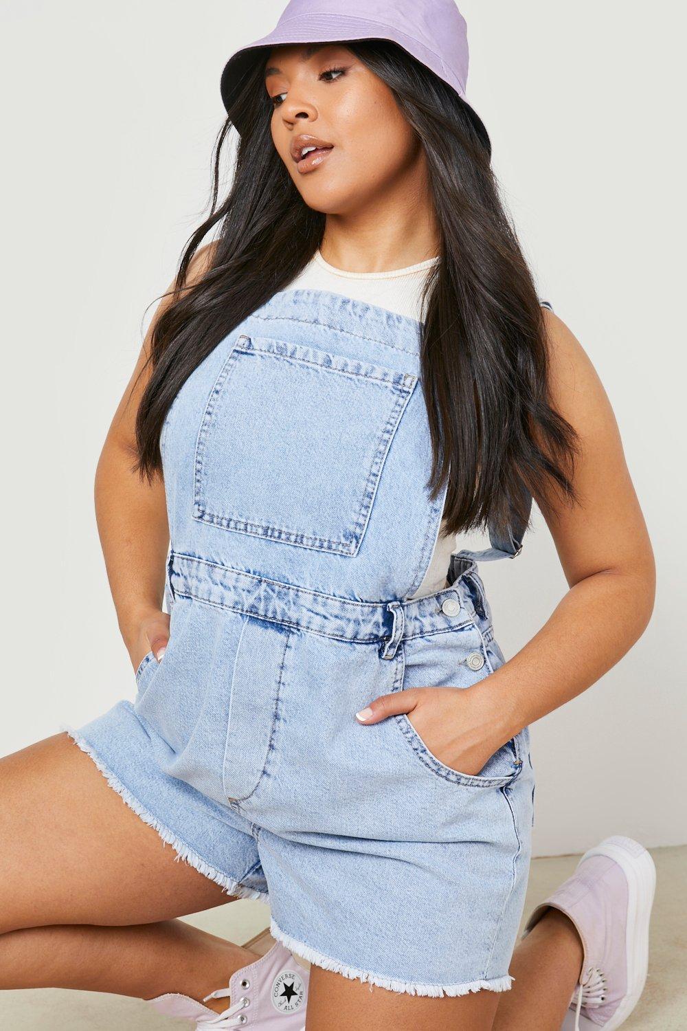 Denim store pinafore shorts